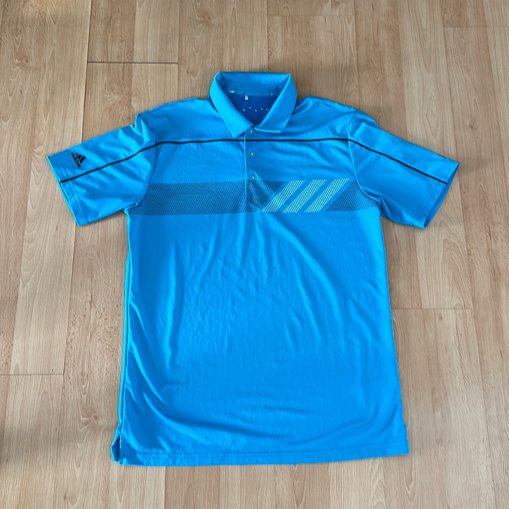 Teal blue adidas golf polo